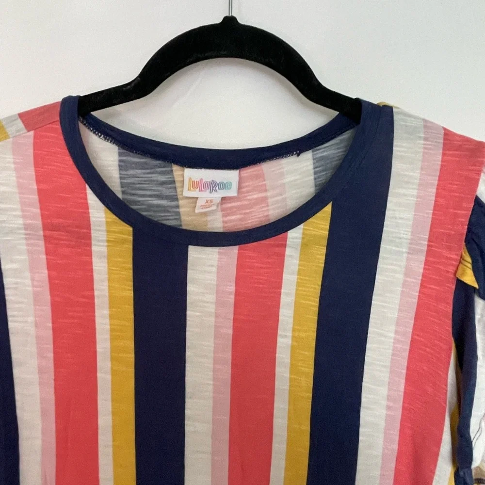 LuLaRoe Pink and Blue Fitted Short Sleeve Tee - Picture 3 of 6